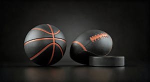 Football (NFL), Basketball (NBA), and Hockey Puck (NHL)