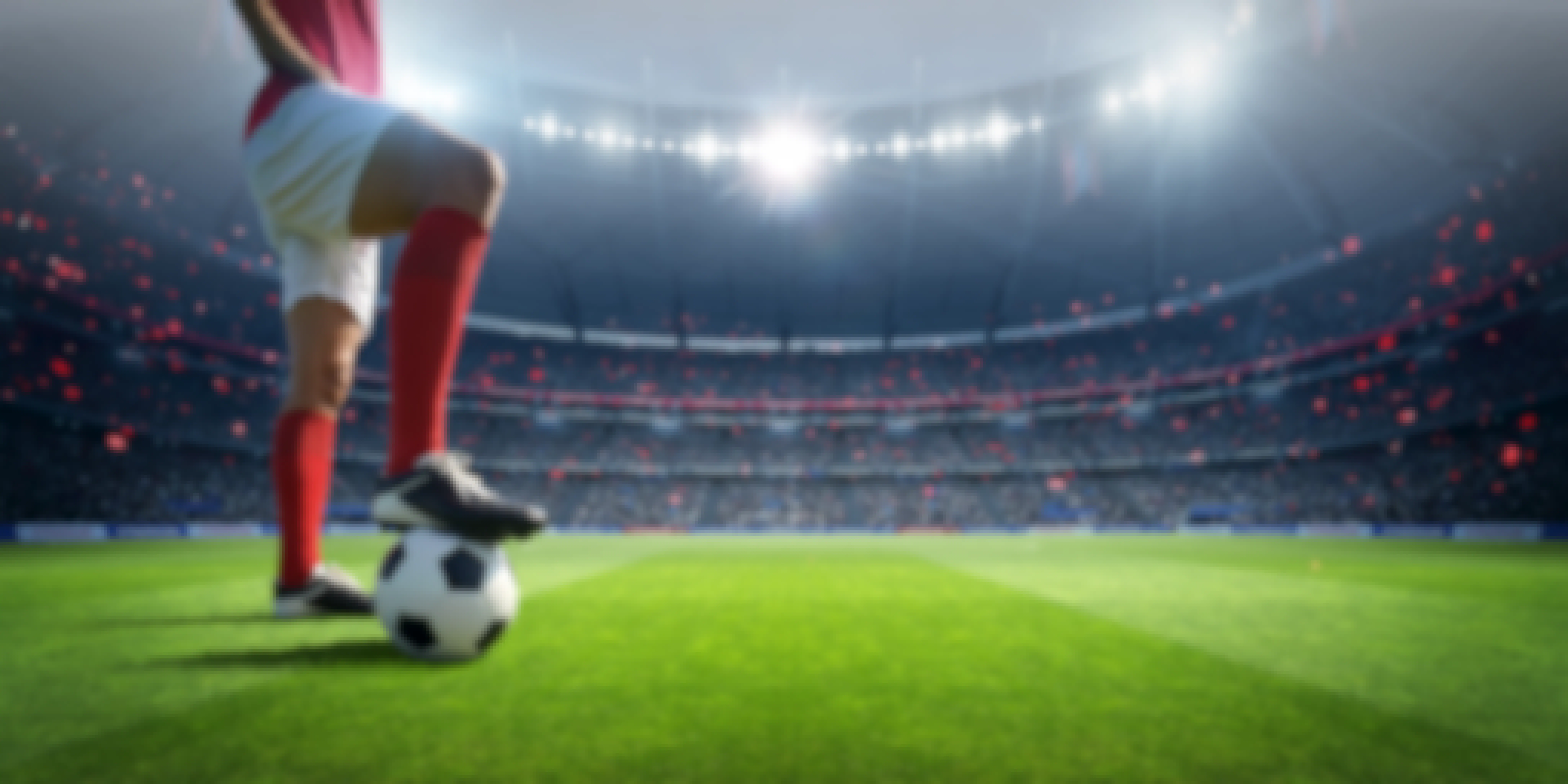 Soccer field with soccer ball.