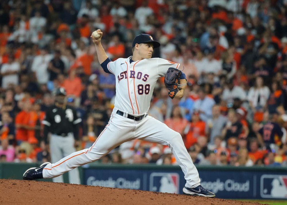 Houston Astros relief pitcher Phil Maton (88) comes in to pitch in