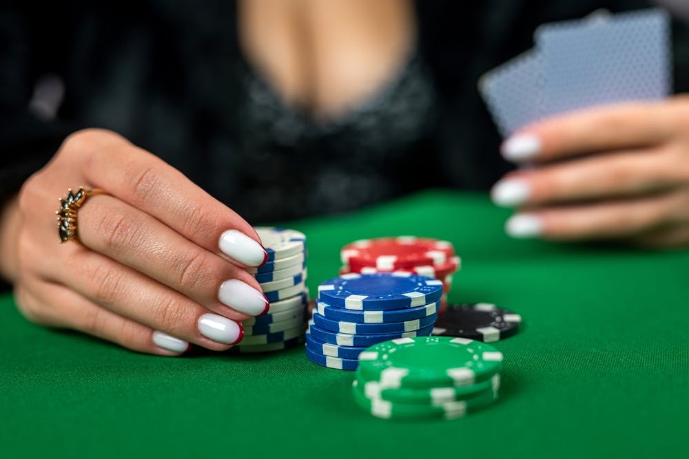 A short stack of poker chips. 