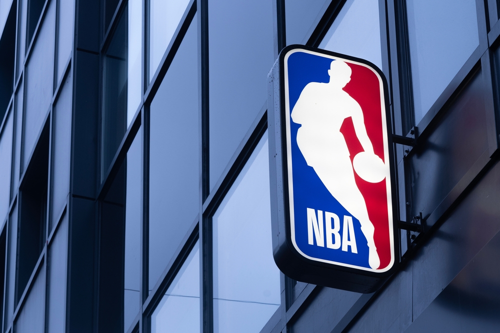 NBA sign on the side of a building. 