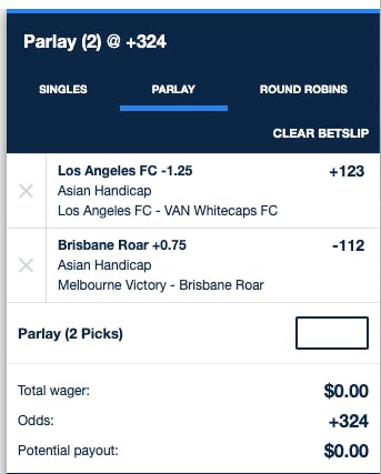 Asian Handicap / Asian Lines ticket parlay